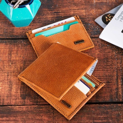 Cartera Hombre Tarjetero Caballero Billetera Piel Yayas Color Cafe claro