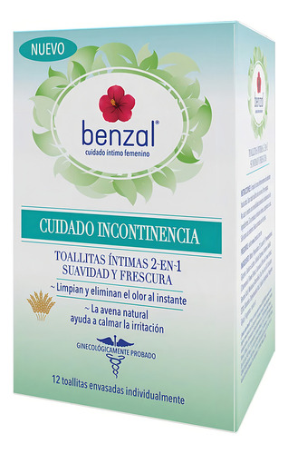 Toallitas Íntimas Benzal 2 En 1 Con 12 Toallitas