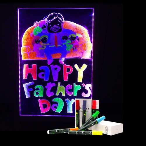 Pizarra Led Publicitaria Luces Neon 60x40+8 Plumónes