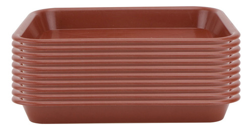 10 Bandejas De Plástico Para Macetas, Base Rectangular