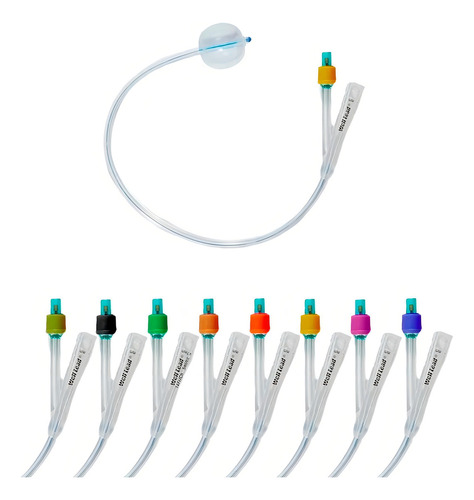Kit de 10 sondas Foley, 100% silicona, 02 vías, 16 pies, con globo