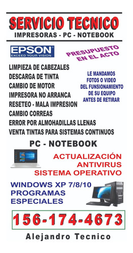 Imagen 2 de 7 de Servicio Técnico De Impresoras Epson Hp Brother Canon Caba
