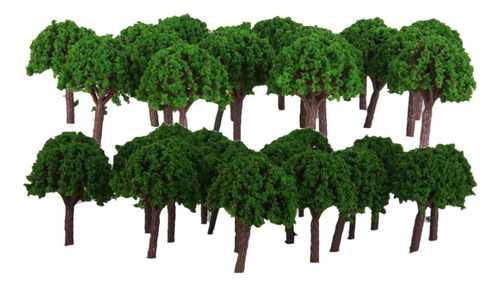 100 Pieces 3 Cm Paisaje Tren Modelo Árboles Escala 1/500