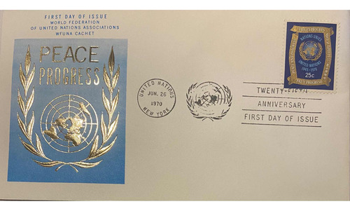 Sobre Priner Día. Oficina Postal Onu. Peace And Progress (3)