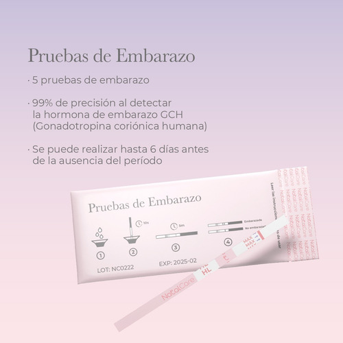 Imagen 2 de 3 de Pruebas De Embarazo - Natalcare - 5 Unidades