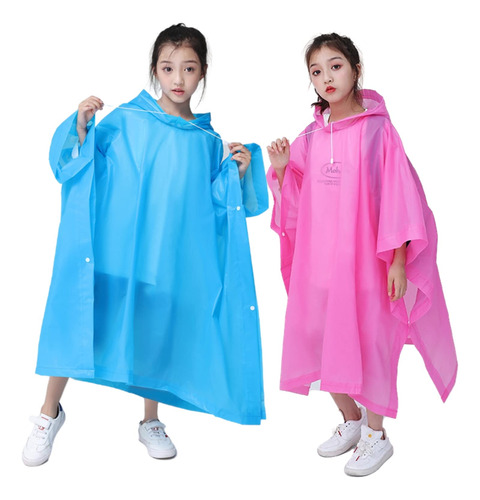 Poncho De Lluvia Para Jvenes Y Nios Grandes, Paquete De 2 Un