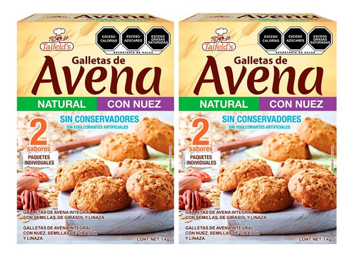 2 Cajas Galletas De Avena / Con Nuez 2 Kg Taifelds