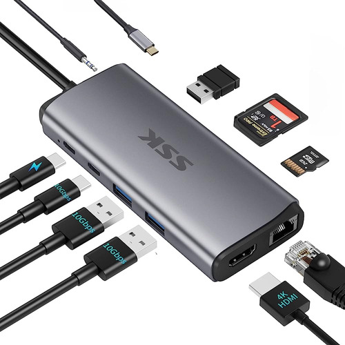 ~? Ssk Usb C Hub Docking Station, 10 En 1 Tipo C Splitter Mu