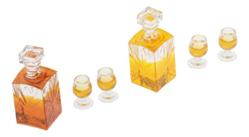 4 Piezas Botellas De En Miniatura Y Copas Para Casas De A