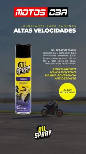 Imagen 3 de 6 de Lubricante Cadena Motos Pisteras Alta Velocidad Oil Spray