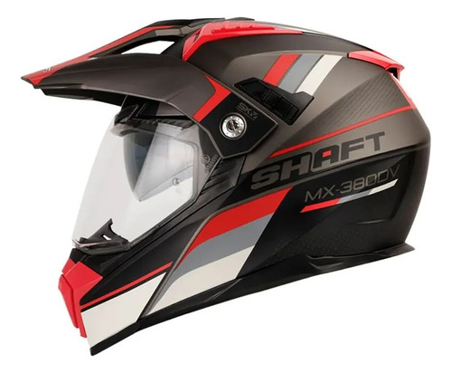 Casco Shaft Mx380 Multiproposito Certificado Doble Visor