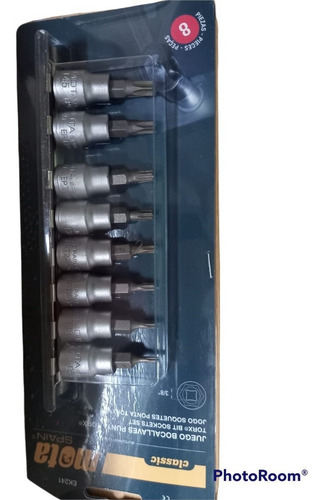 Juego De 8 Bocallaves Punta Torx 3/8 T10-t45 Mota Ek241