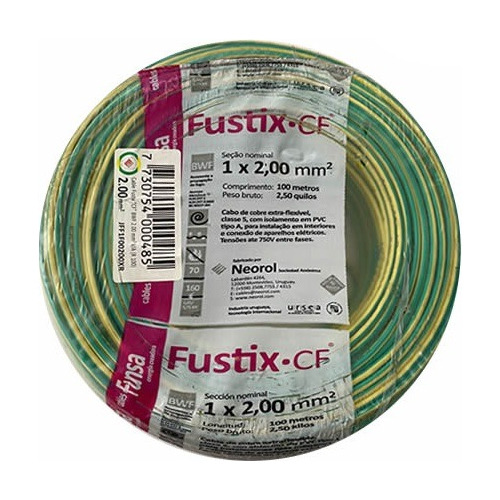 Cable De Electricidad De 2 Mm Bobina 100 Mts Verde Amarillo