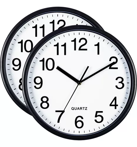 Reloj De Pared Blanco Números Negros A Batería