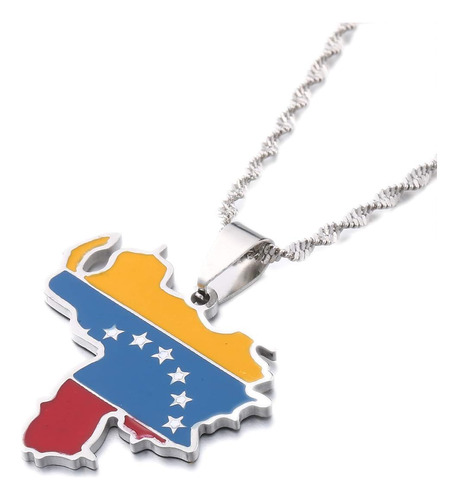 Collar Con Colgante De Bandera De Mapa De Venezuela, Joyería