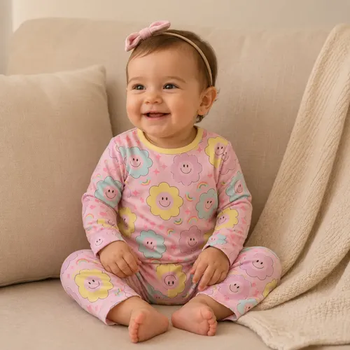 Conjunto Pijama Bebê Menina Premium Body e Calça Estampado