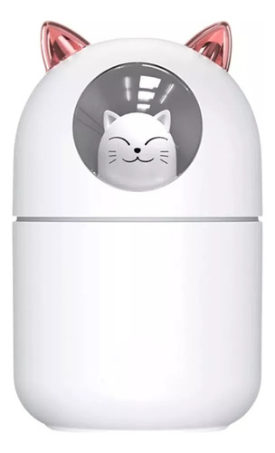 Umidificador De Ar Difusor Abajur Infantil Gato Com Led Usb Cor Branco 110v