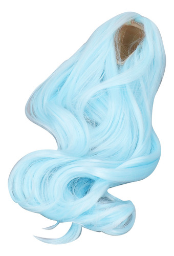 Peluca De Muñeca De Seda Suave Azul, Larga Y Rizada, Con Ray