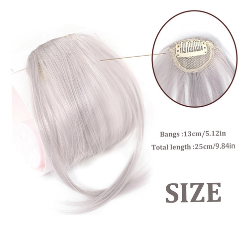 Peluca Con Flequillo Falso Lavable Y Rizado (gris Plateado)