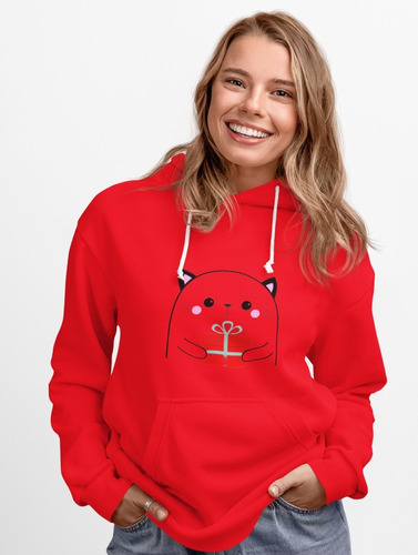 Poleron Gatito Lindo Regalo Mujer Algodon Estampado Invierno