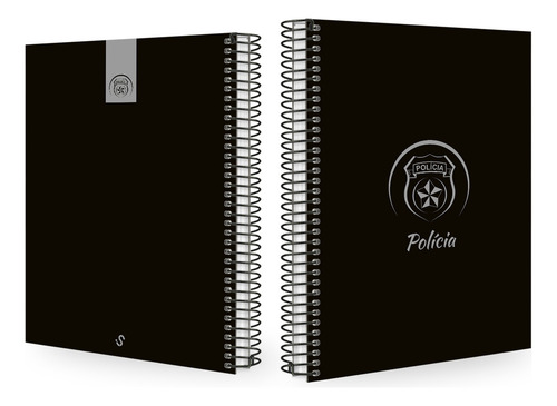 Caderno Universitário Profissões Preto E Prata 240 Folhas Cor Policia