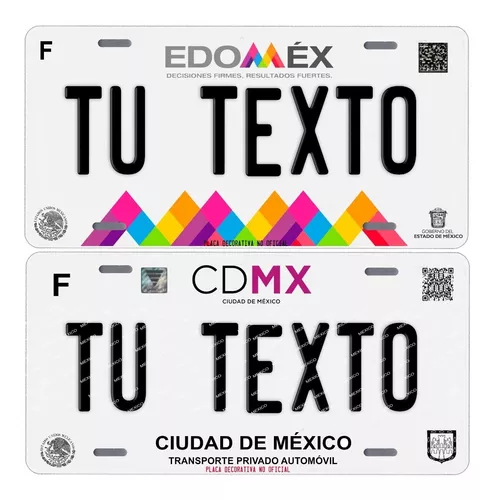 PLACA DECORATIVA AUTO ESTADOS MEXICO/ Placas Personalizadas Carro Estados  Mexico