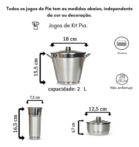 Jogo De Lata E Kit Pia Alumínio Colorido Poa Colorido