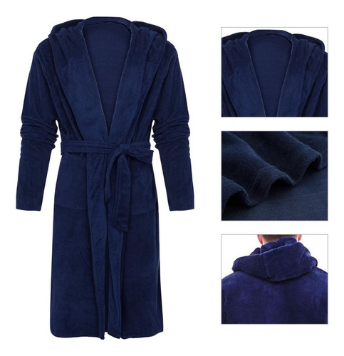 Bata De Dormir Elegante Con Capucha Para Hombre, Bata De Bañ