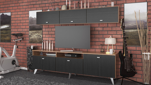 Combo Mesa Tv Rack Flotante + Repisa 1.80 Mts Living Moderno