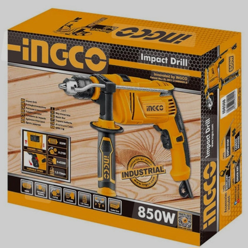 Taladro Atornillador Percutor Ingco 13mm 810w 3 En 1 Id8108 Anaranjado 50 Hz/60 Hz