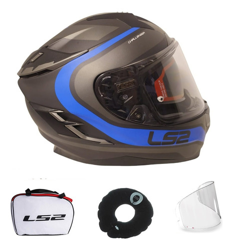 Casco Ls2 Ff327 Challenger Fusion Hpfc Integral Lentes Azul