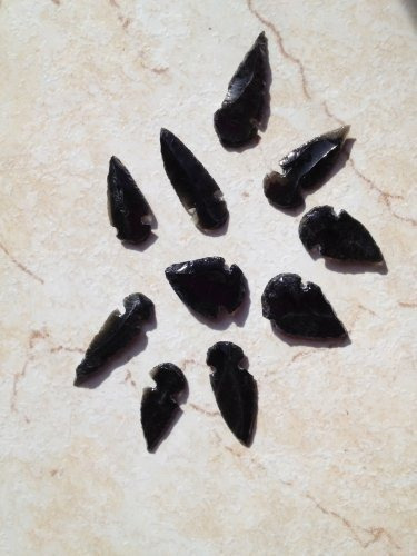 Puntas De Flecha - Obsidiana Negra Genuina - 2 -3 - Juego