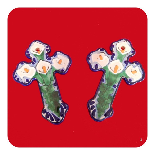 Imagen 1 de 3 de 2 Cruces Talavera Poblana Barroca 14x10 Cm Alcatraz M1 Crz