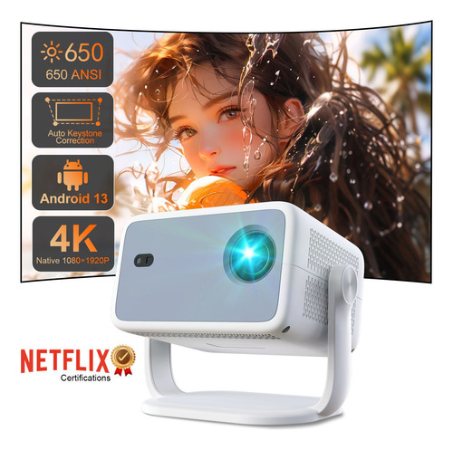 Mini Proyector Portatil 4k 650ansi Lumenes,bt5.2/wifi 6 Netf