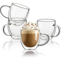 Comprar Tazas De Café De Vidrio Doble Pared - Juego De 4 Tazas De 8 