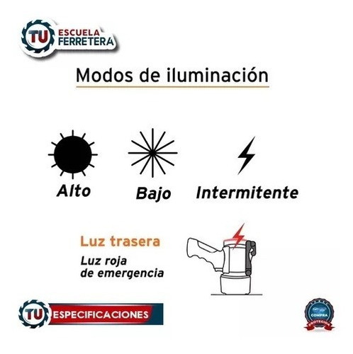 Lámpara De Led 300 Lm Recargable Alta Potencia 12983