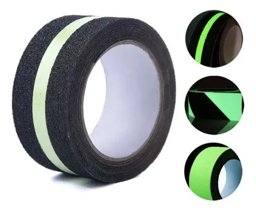 Cinta Antideslizante Negra Con Fluorescente - 50mm X 5mts.