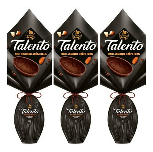 Ovo De Páscoa Talento Meio Amargo Amêndoas Kit Com 3 X 350g