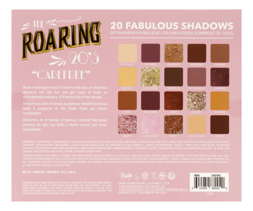 Paleta De Sombras Rude Cosmetics The Roaring 20s Carefree