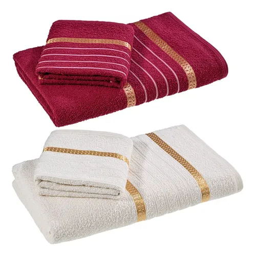 Jogo Toalhas Luxo Gigante (2 Banho E 2 Rosto) Toalhas Grande Cor ...