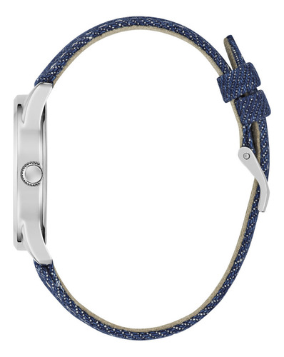 Reloj Guess G Stich Gw0755l1 Mujer Plateado Silicona Correa Azul Fondo Azul