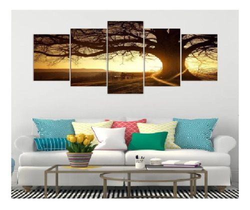 Quadro Quarto Casal Copa Decoração Árvore Da Vida Entardecer