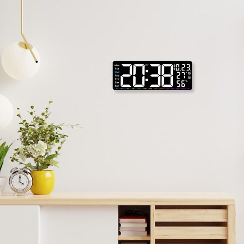 Reloj De Pared Digital Con Pantalla De Temperatura Reloj