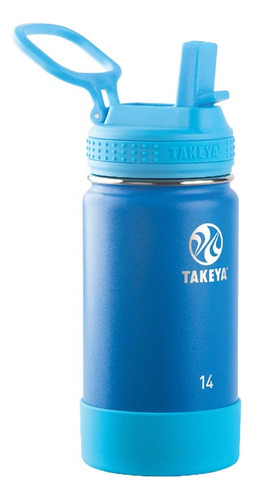 Garrafa Takeya Actives com canudo de 14 onças/414 ml azul celeste
