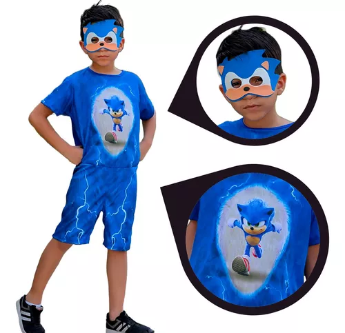 Fantasia Sonic The Hedgehog Infantil Com Máscara