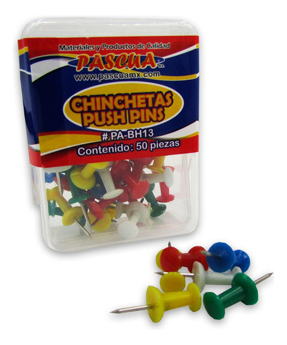 Tachuelas Pascua Plastico Push De Colores Con 50 Pzas