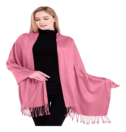 Cj Rose Pink Color Sólido Chal Seconds Bufanda Wrap Stole Th