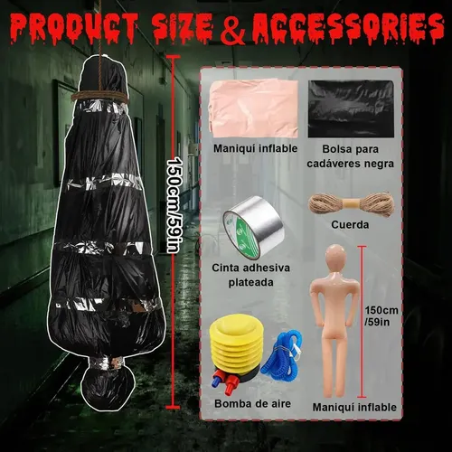 Accesorio para bolsa de cadáveres – Decoraciones de Halloween, cadáver falso en bolsa | Decoración espeluznante de víctimas muertas al aire libre para jardín, patio, césped Accesorio para bolsa de cadáveres – Decoraciones de Halloween, cadáver falso en bolsa | Decoración espeluznante de víctimas muertas al aire libre para jardín, patio, césped