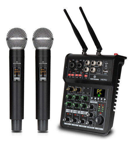 Mezcladora Gc Con 2 Microfonos Usb Multifuncional Mkpro