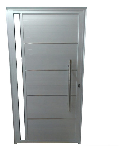 Imagem 1 de 7 de Porta De Aluminio Lambril 210 X 80 C/ Pux. Friso E Vidro L25
